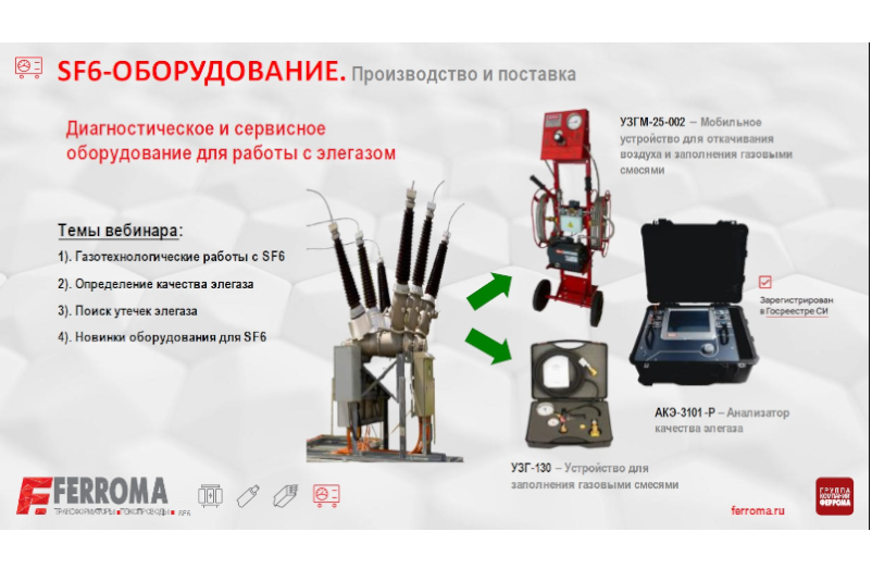 Практический вебинар по работе с элегазом SF6