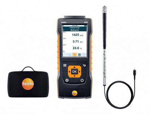 Testo 440 Прибор для измерения скорости воздуха и оценки качества воздуха в помещении в комплекте с крыльчаткой 16 мм (0635 9532) и кейсом