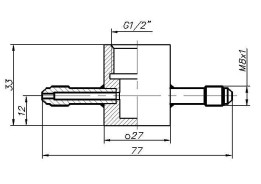 Проточная камера G1/2" со штуцерами М8x1