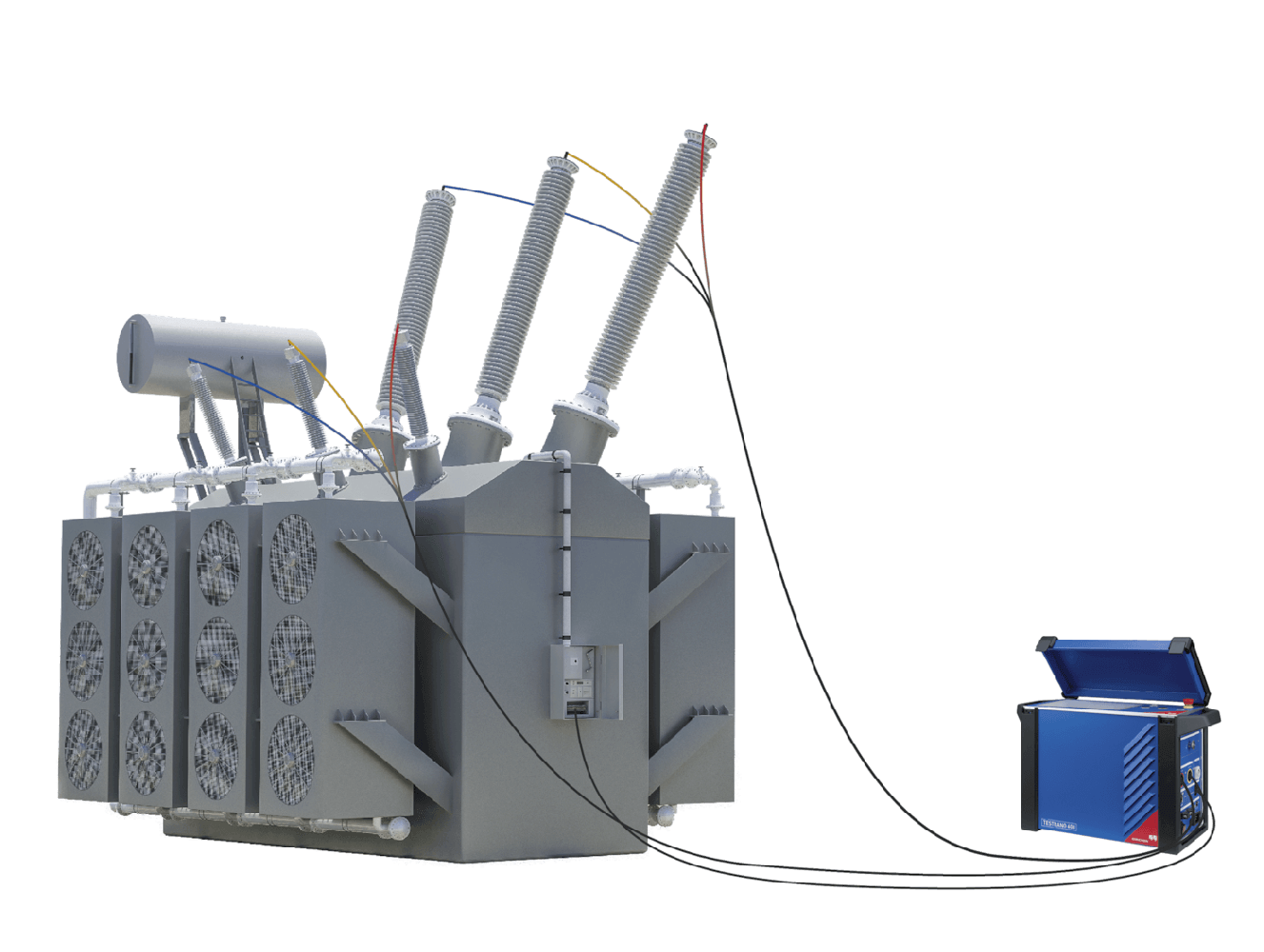 Испытательный трансформатор. TESTRANO 600. TESTRANO 600 omicron. Испытание трансформатора.